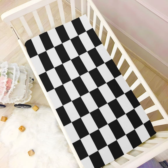 Wobogo Black and White Checkered Baby Crib Sheets Super Soft Microfiber Playard Sheet Fitted Design for Maximum Comfort and Safety 39×27×5in