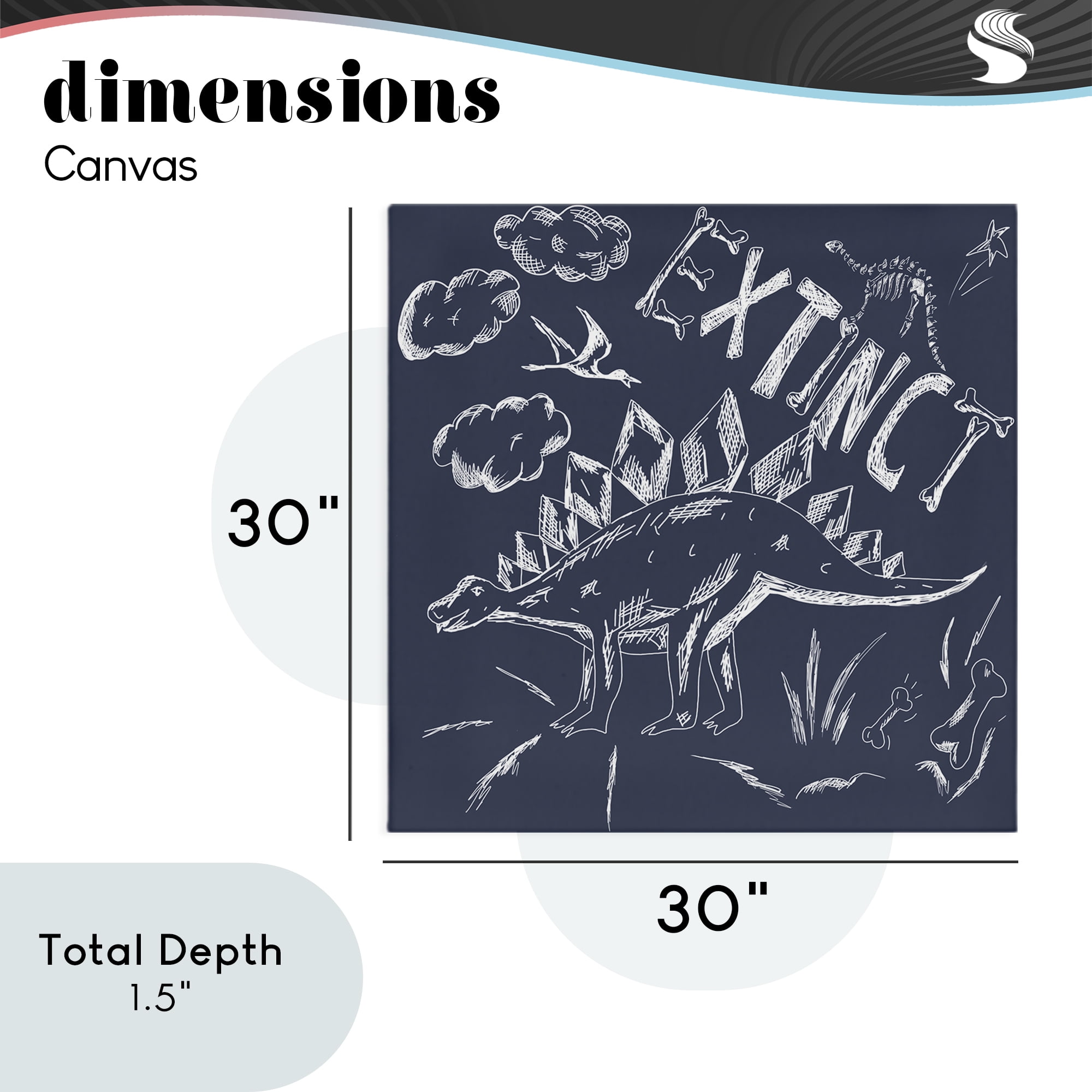 Sketchy Extinct Dinosaur Canvas Wall Art, design by HUE and MI and Sangita