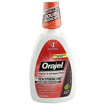 Orajel Analgesic and Astringent Rinse Double Medicated for Toothache, 16 fl