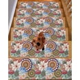 thumbnail image 2 of Boho Floral Stair Treads for Wooden Steps Indoor Runner Rug Carpet, Bohemia Colorful Mandalas Botanical Flower 4 Pieces Peel and Stick Staircase Step Treads Covers Washable Throw Door Mats, 30"x8", 2 of 6
