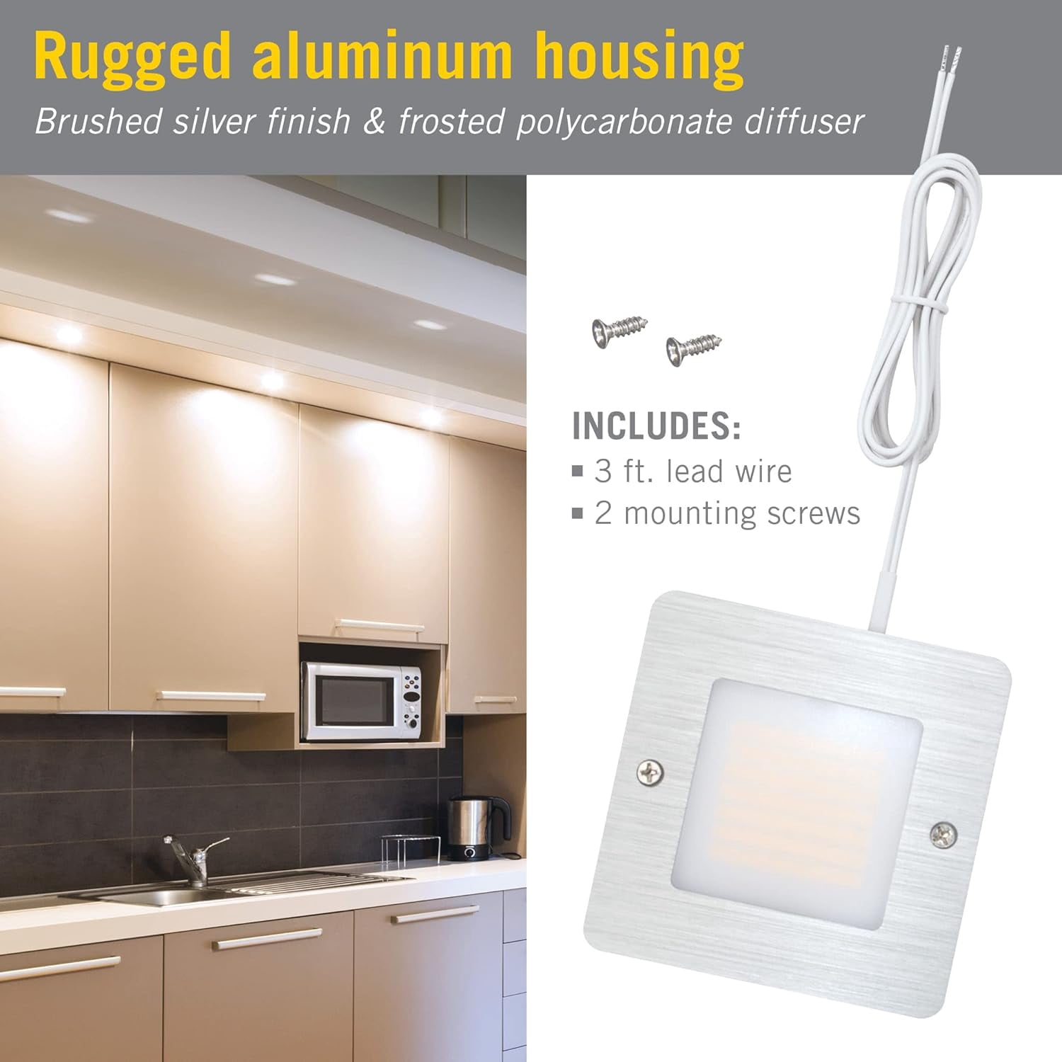 JJEAN-Square Low Profile Under Cabinet LED Puck Light 4000K 238211