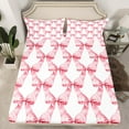 thumbnail image 2 of Feelyou Princess Bowknot Kids Queen Sheet Sets, Modern Fashion Ribbon Flat Sheet, Watercolor Bow-tie Queen Fitted Sheet, Super Cozy Room Decor, 4-Piece, 2 of 7
