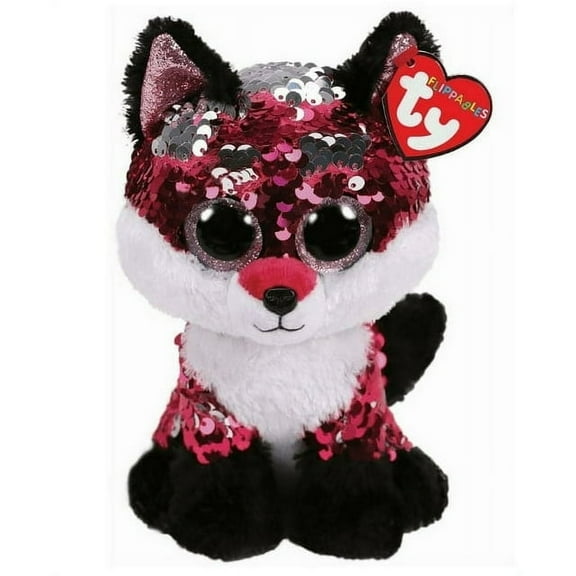TY Flippables - JEWEL the Sequin Fox (Glitter Eyes) (Regular Size 6" Plush) (BONUS 1 RANDOM TY ERASER & 1 FUN CHOPS)