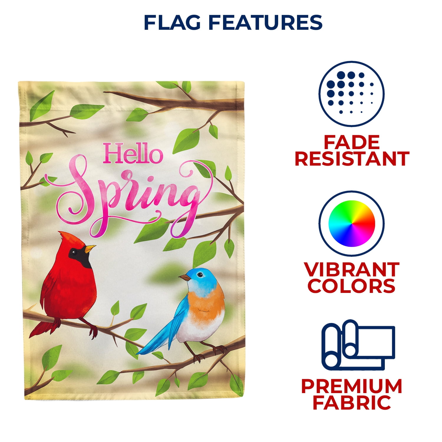 America Forever Hello Spring House Flag 28 x 40 inches Double Sided Colorful, Summer Birds, Cardinal - Seasonal Yard Lawn Outdoor Decorative Spring Bluebird House Flag