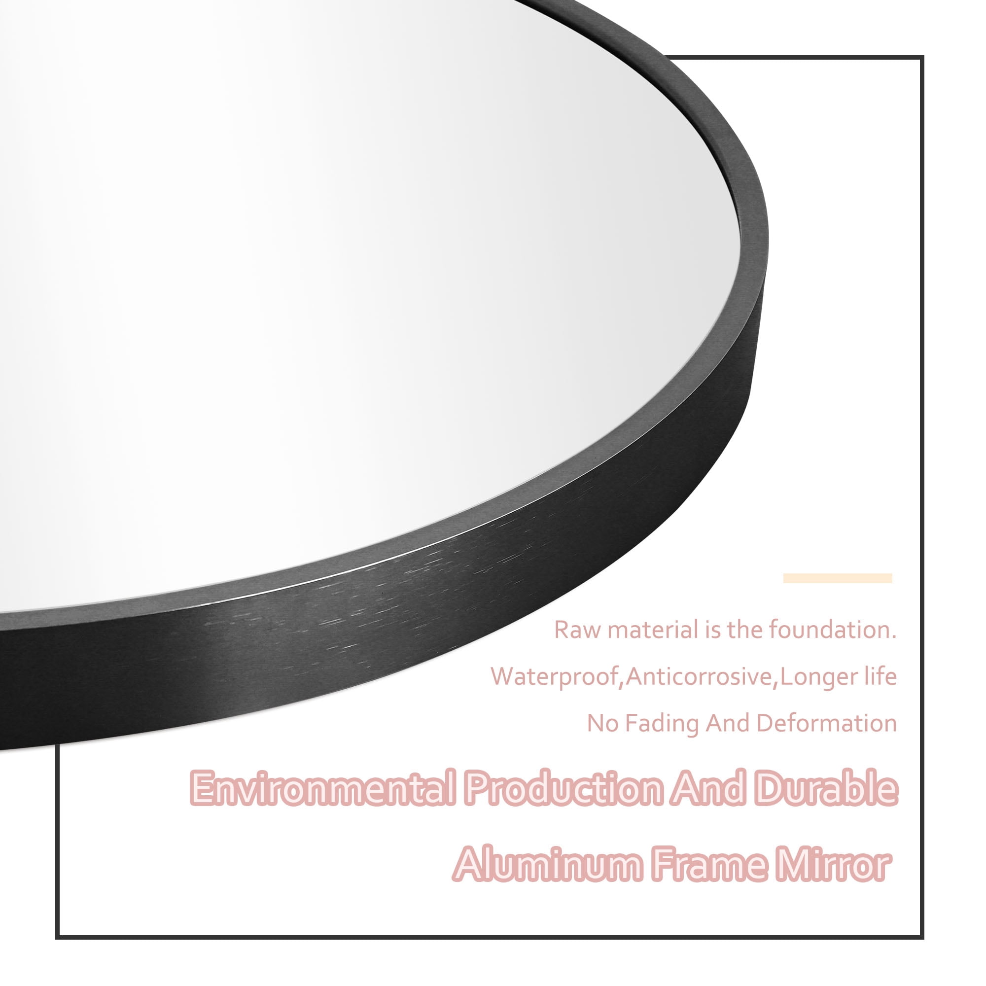 59"x20" Aluminum Alloy Full-length Mirror Arch Decorative Mirror with Bracket Black