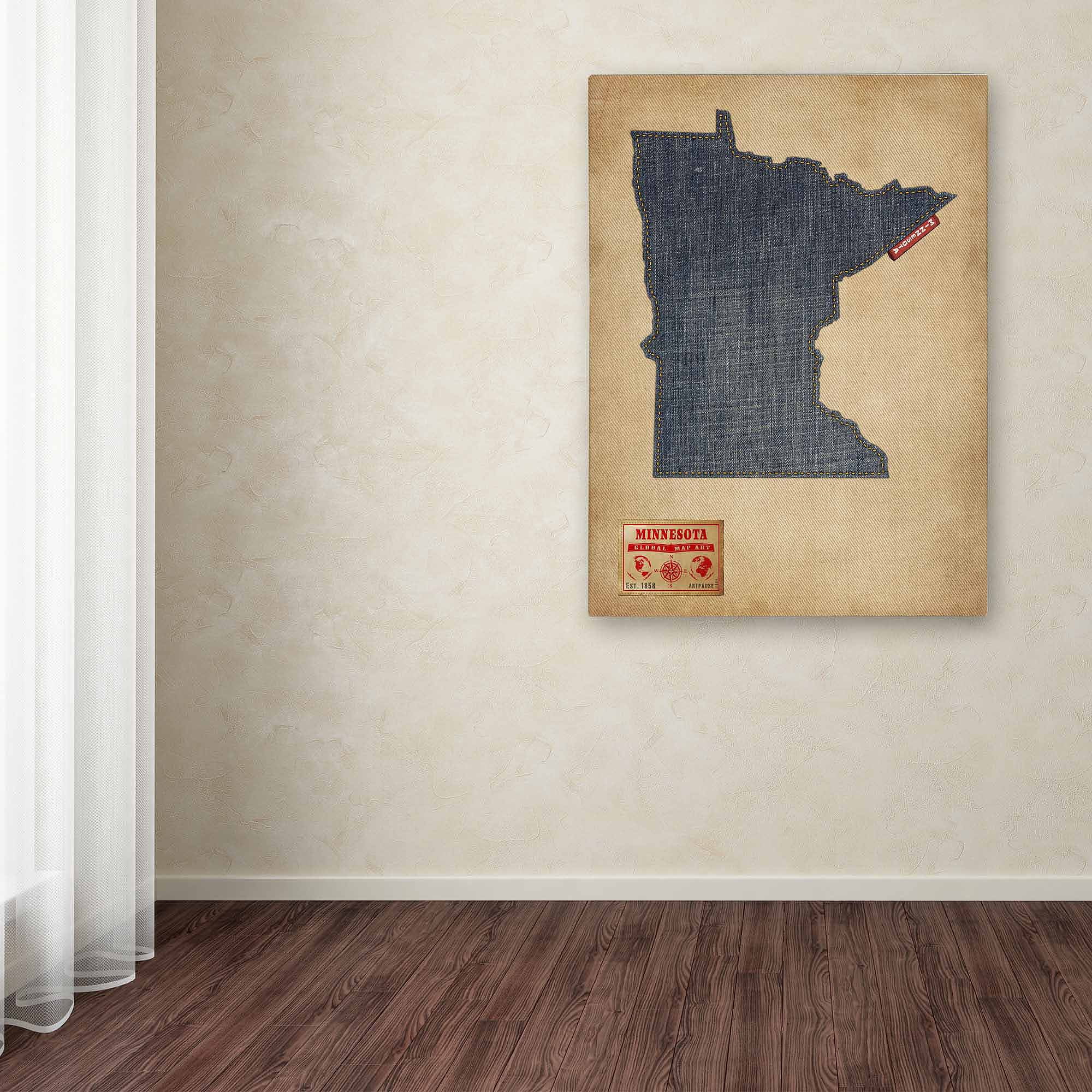Trademark Fine Art "Minnesota Map Denim Jeans Style" Canvas Art by Michael Tompsett