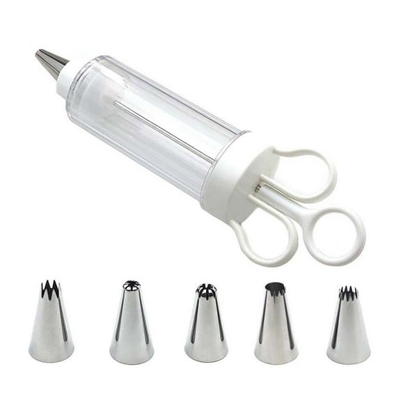 Cupcake Frosting Filling Injector with 5 Nozzles Dessert Decorating Syringe