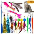 thumbnail image 1 of Cat Cat Toy Set Caterpillar Feather Replacement Head Colorful Hair Ball Tassel Retractable Fishing Rod   Amusing Cat Stick 14PCS Retractable, 1 of 7
