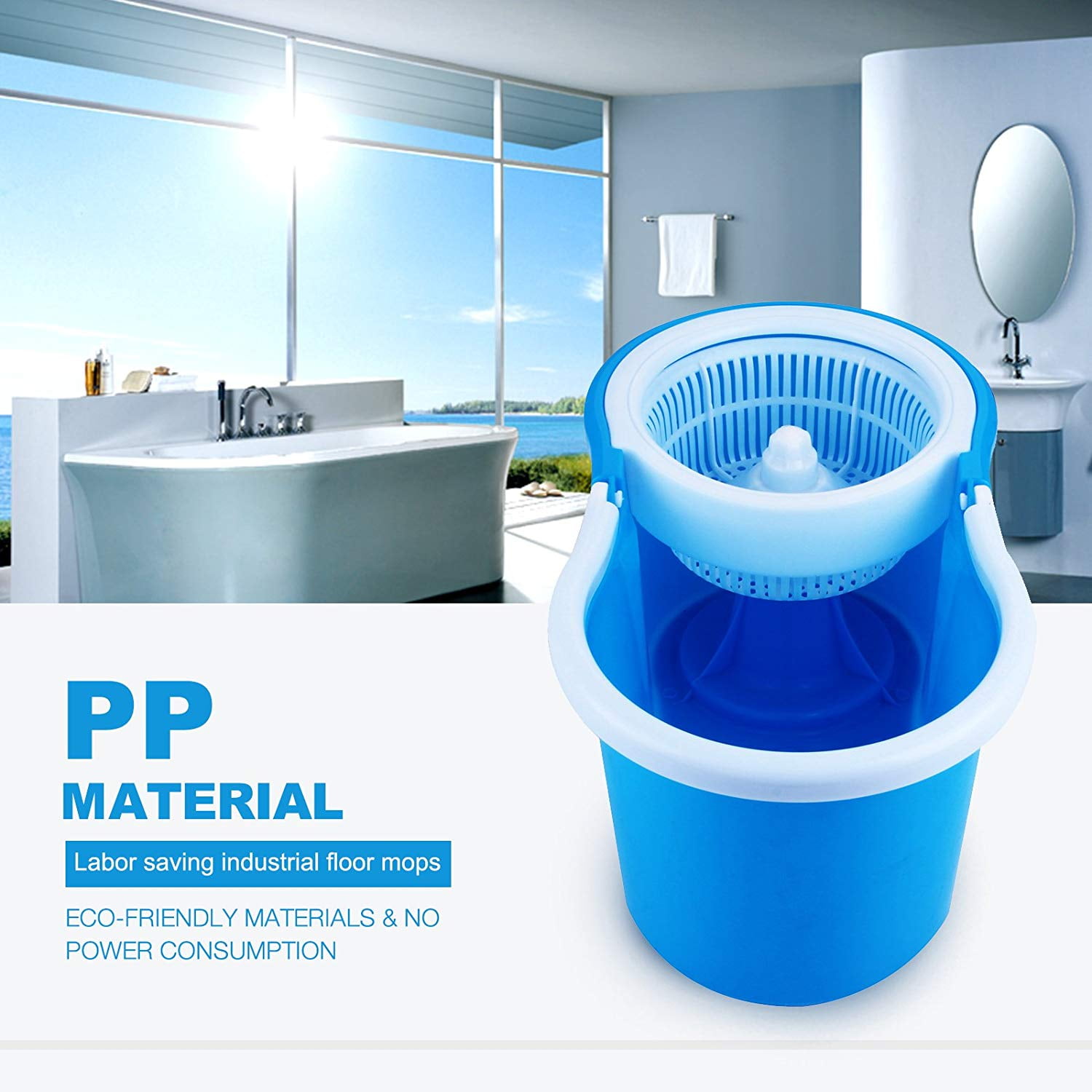 Topcobe 360° Rotation Floor Mops for Home, Blue Easy Press Mops for