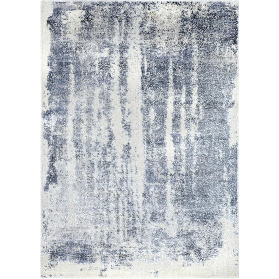Ahgly Company Machine Washable Indoor Rectangle Industrial Modern Columbia Blue Area Rugs, 2' x 5'