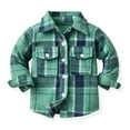 thumbnail image 2 of Toddler Baby Boys Plaid Flannel Shirt Jacket Long Sleeve Lapel Button Down Shacket Coats Family Matching Tops(Green90), 2 of 4