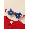 thumbnail image 4 of 4th of July Newborn Baby Girl Outfit Red Ruffles Short Sleeve Romper American Flag Bell Bottom Pants with Headband, 4 of 9