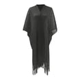 thumbnail image 5 of HNMKIU Ladies Shawl Wrap Metallic Fringe Shawl Wrap Elegant Beach Cover Up Resort Sun Kimono Cardigan Black,One Size, 5 of 5