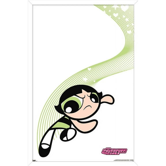 The Powerpuff Girls - Buttercup Heart Lines Wall Poster, 22.375" x 34", Framed