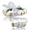 thumbnail image 3 of Wedding Flower Crown Fashion Ribbon Hair Wreath Floral Crown with Wrist Corsage, 3 of 6