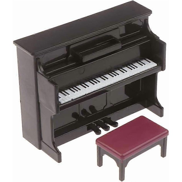 Mini Piano Model Miniature with Chair 1/12 Scale Dollhouse Musical Instrument Ornaments for Dollhouse Furniture Accessories Gift Collection Home Deskt