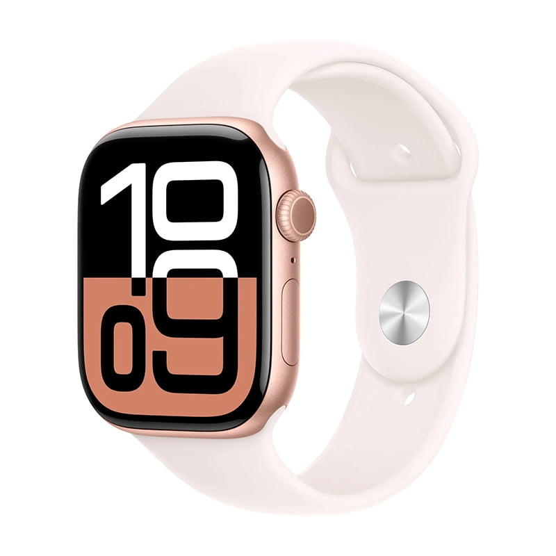 Apple Watch Series 10 GPS + Cellular 46mm Rose Gold Aluminum Case with Light Blush Sport Band - S/M