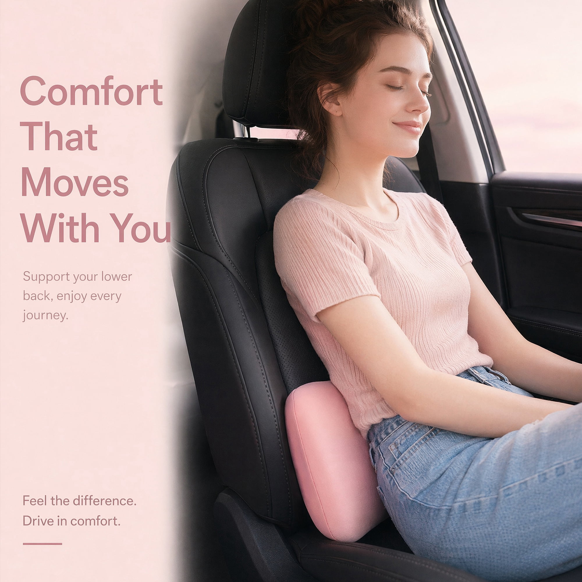 Unique Bargains Lumbar Support Pillow Cotton Back Support for Indoor Light Pink 15.7" x 8.7" x 2.4"