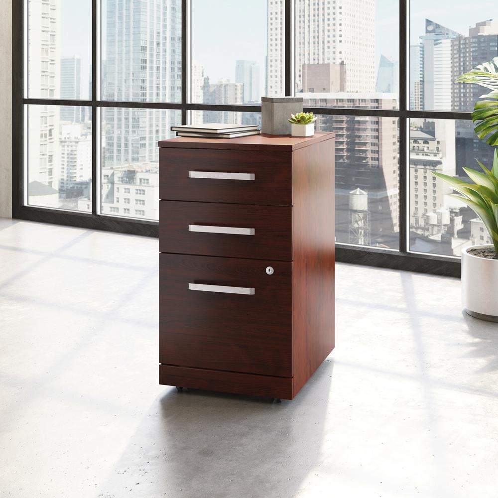 Sauder Affirm Engineered Wood 3-Drawer Mobile Filing Cabinet in Classic Cherry