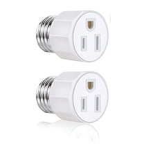 HIBIBUD 2Pcs E26/E27 3 Prong Light Socket Adapter Outlet,Light Socket to Plug Adapter,Light Bulb Outlet Socket Adapters,for Home Porch Patio Garage,White