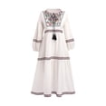 thumbnail image 1 of Vestido bohemio Yuyangstore de manga larga de viaje bordado pesado algodón Lino una línea para mujer, 1 of 8