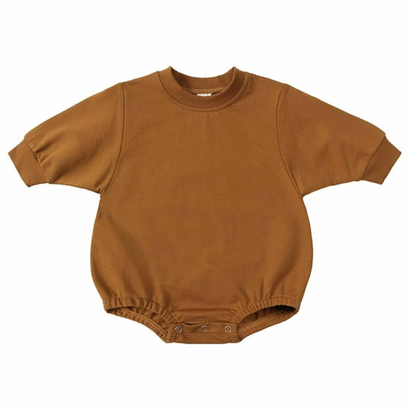 Body De Bebé Canastilla Onesies Para Niños Pequeños Otoño Primavera Niñas Niños Lindo Mameluco Manga Larga Botón Sudadera Monos Café Odeerbi LM103-2573
