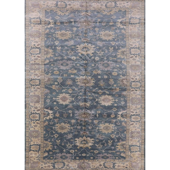 Ahgly Company Indoor Rectangle Mid-Century Modern Mist Blue Oriental Area Rugs, 6' x 9'