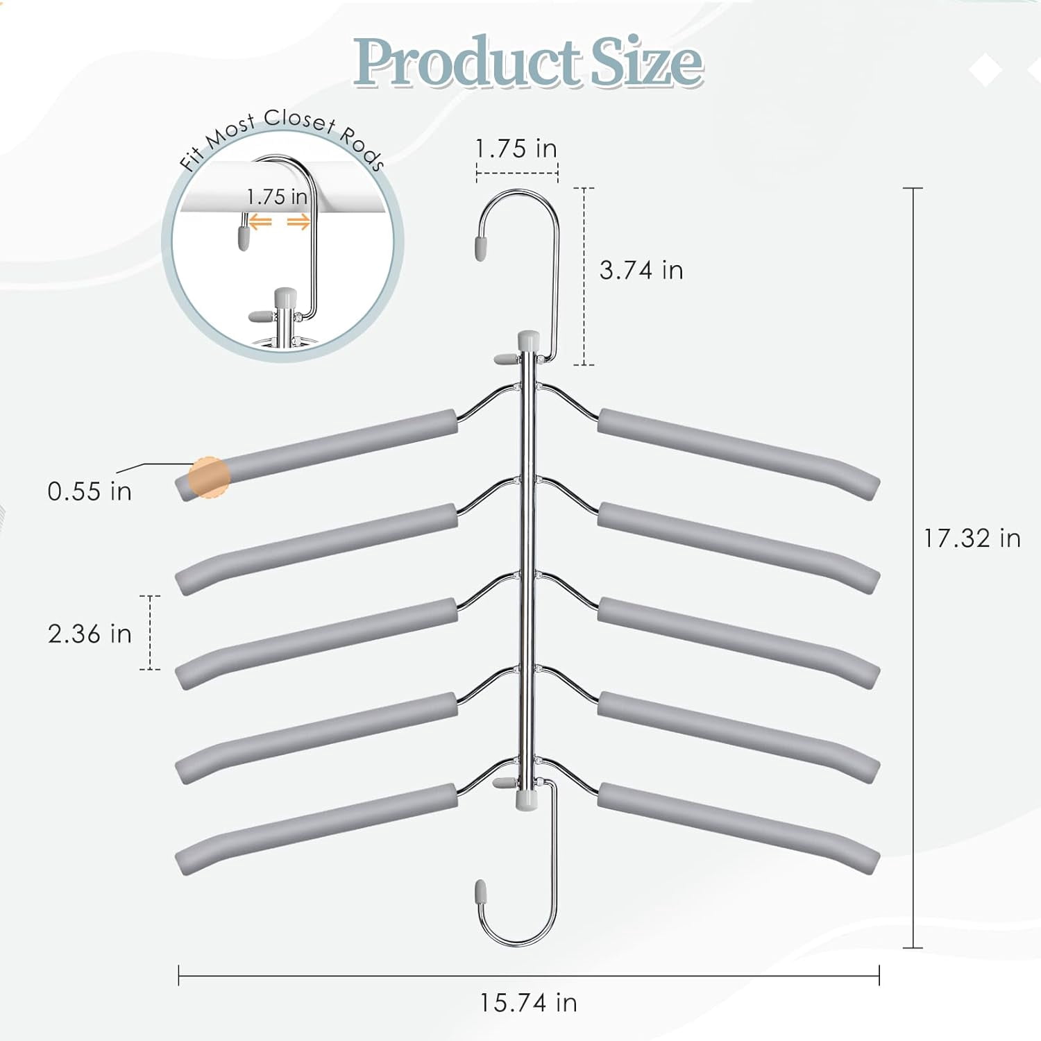 Clothes Hangers Space Saving Shirt Organizer, Non Slip Multi Shirt Hangers for Closet with Foam Padded Closet Organizers and Storage for Sweater Hoodie Blouse Coat Dress Short Black 4 Pack