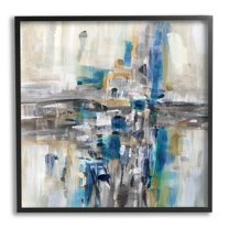 Chaotic Abstract Blue Arrangement Abstract Painting Black Framed Art Print Wall Art