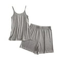 thumbnail image 2 of Antinious Plus Size Pajamas for Women Set Solid Sleeveless Cami Top Pants Pajamas,Holiday!Pajamas for Women Set,Ladies Sleepwear Outfits,Gray,L, 2 of 3