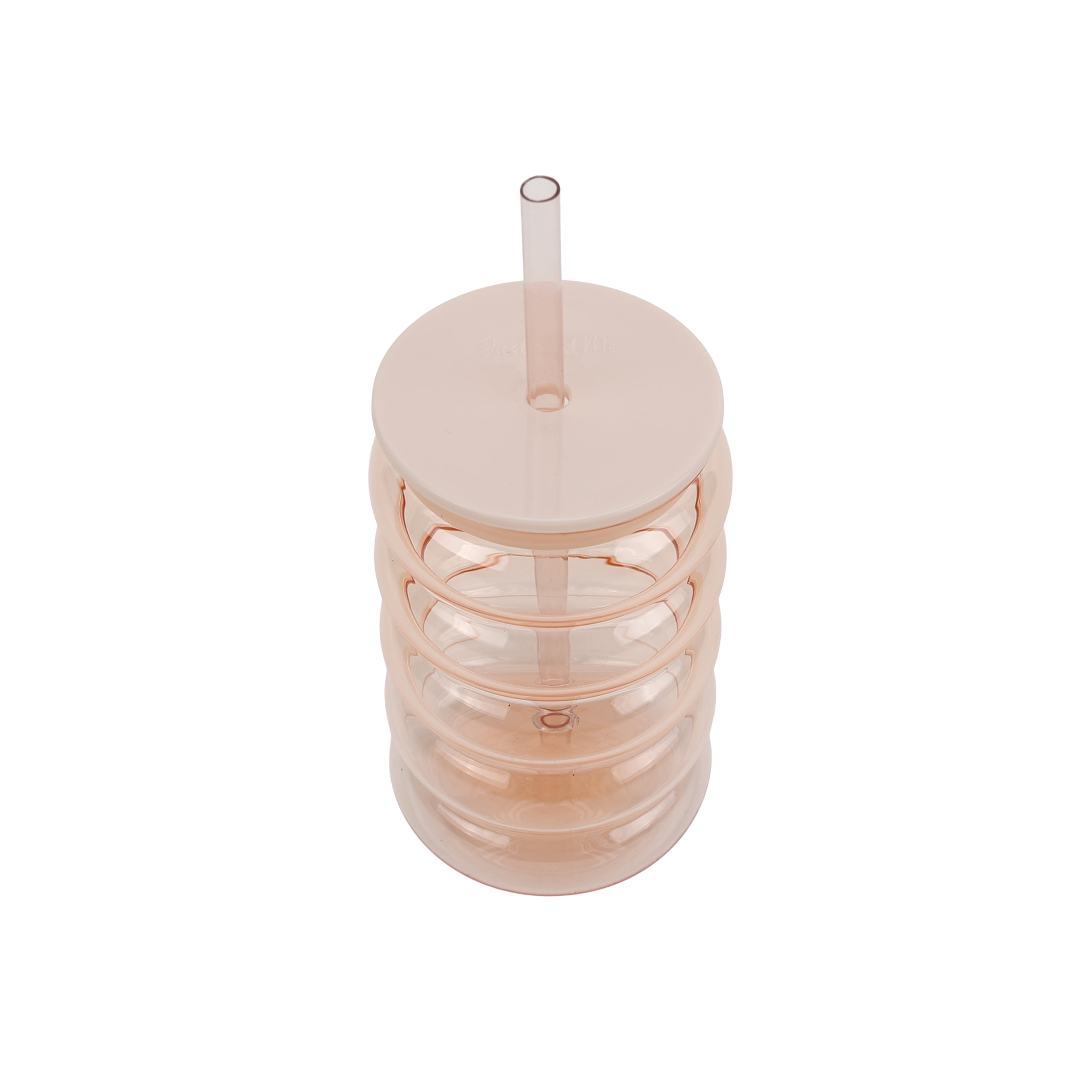 Just Feed Me by Jessie James Decker 4-Piece 18oz Bubble-Ribbed Tumbler with Straw, Pink