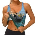 thumbnail image 4 of Lsque Two Brave Cats Are Floating On The Sea Iceberg Printed Women'S Sports Bra, Compression, Moisture Wicking, High-Impact Sports Bra For Women,Supportive sports bra-X-Large, 4 of 9