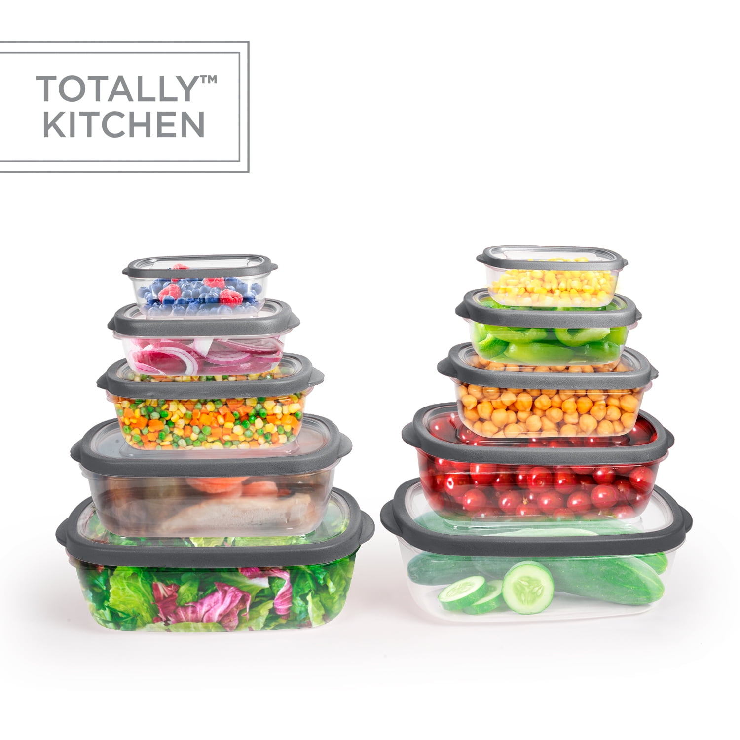 Totally Kitchen Rectangle Food Containers, Teal, 10 Pcs