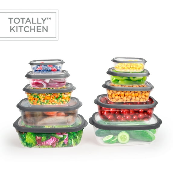Totally Kitchen Rectangle Food Containers, Dark Grey, 20 Pcs
