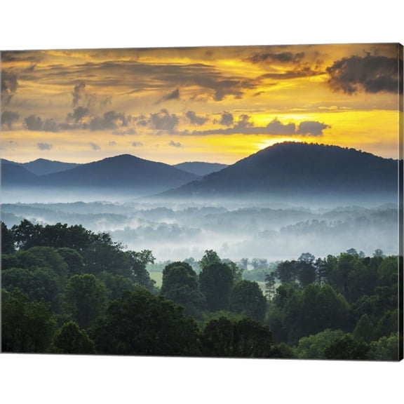 Metaverse Unknown 'Asheville NC Blue Ridge Mountains Sunset and Fog Landscape' Canvas Art