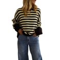 thumbnail image 3 of Women's Oversized Crew Neck Sweater Long Sleeve Knit Pullover Cozy Fall Tops Casual Loose Knitwear Yellow S, 3 of 7