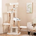 thumbnail image 2 of Costway 66" Tall Solid Wood Cat Tree with Perch Condo Jute Scratching Posts Sisal Rope, 2 of 10