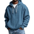thumbnail image 3 of Men Waffle Knit Half Zip Hoodie Sevevn Long Sleeve Drawstring Hooded Sweatshirt With Front Kangaroo Pocket For Casual Daily Wear Outdoor Activities And Weekend Street Outfits, 3 of 6