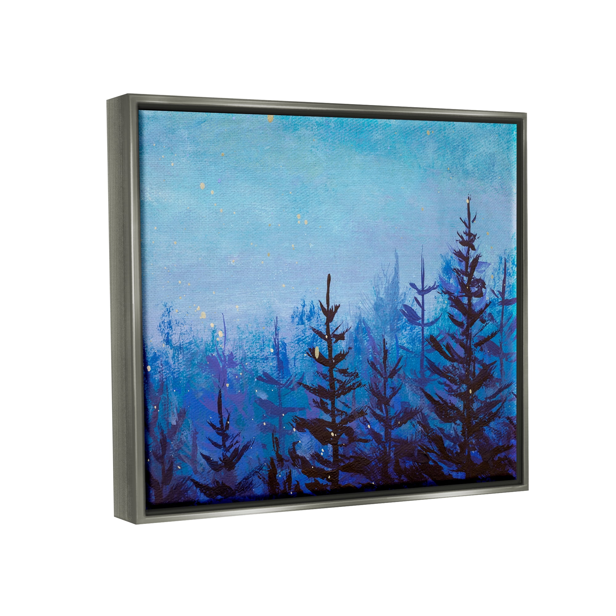 Stupell Industries Foggy Magical Forest Nature Painting Gray Floater Framed Art Print Wall Art, 21 x 17