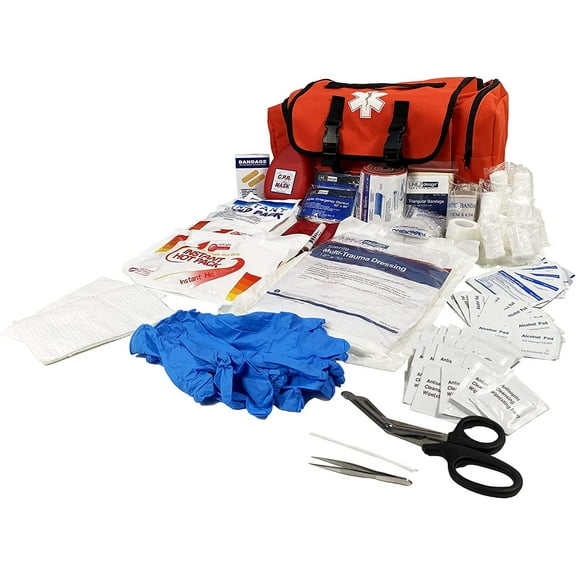 LINE2design EMS First Aid Kit, Emergency Rescue Trauma Bag, Orange, 1 Pack