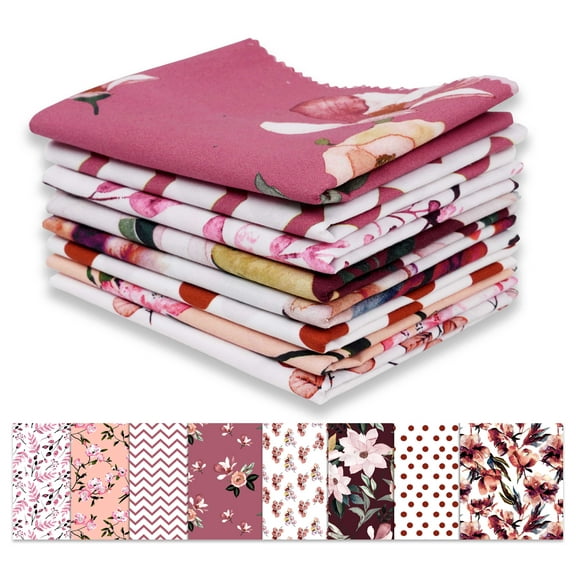 Soimoi 8 Pc Fat Quarter Bundle -FloralPrint 18"x 22"DIY Patchwork-100% CottonPre-Cut Quilting Fabric (White & Pinks)
