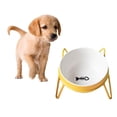 thumbnail image 1 of Cuenco de cerámica para perros con alimentador de soporte elevados para alimentos para perros y , Amarillo, 1 of 8