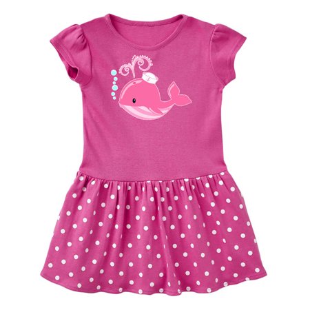 

Inktastic Cute Pink Whale in Nautical Hat Gift Baby Girl Dress