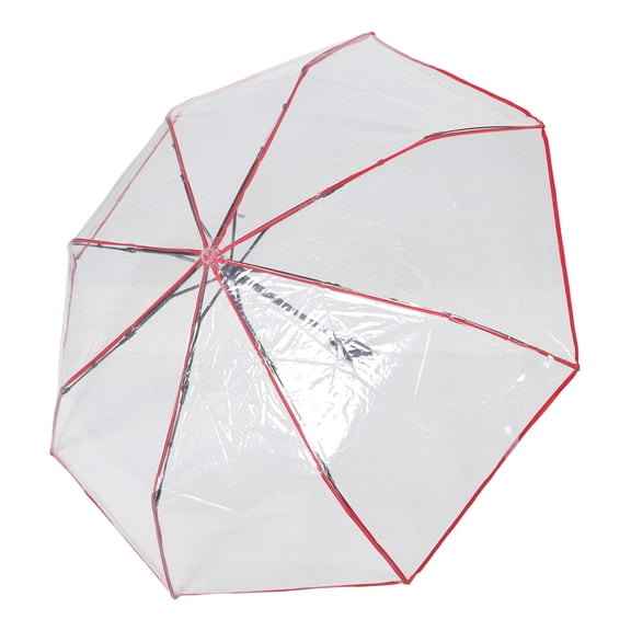 Milisten Transparent Red Automatic Folding Umbrella with Threefold Design for Travel