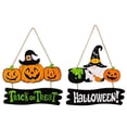 thumbnail image 1 of Letrero colgante de Halloween, adorno colgante de madera de calabaza, placa de Gnomo de calabaza, 2 uds., 1 of 5
