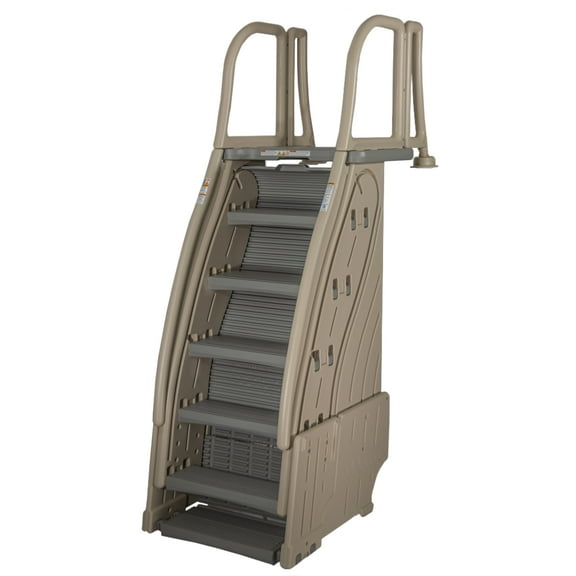 Confer Roll 2 Guard A-Frame Above Group Swimming Pool Steps, Warm Gray with Gray Steps