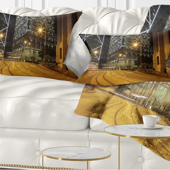 Designart 12" x 20" Blue Polyester Throw Pillow