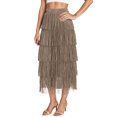 thumbnail image 5 of Ediodpoh Skirts for Women Fashion Flowy Fringe Skirt Comfortable Slim Fit Versatile Midi Skirt for Daily Wear Midi Skirts for Women Khaki One Size, 5 of 6