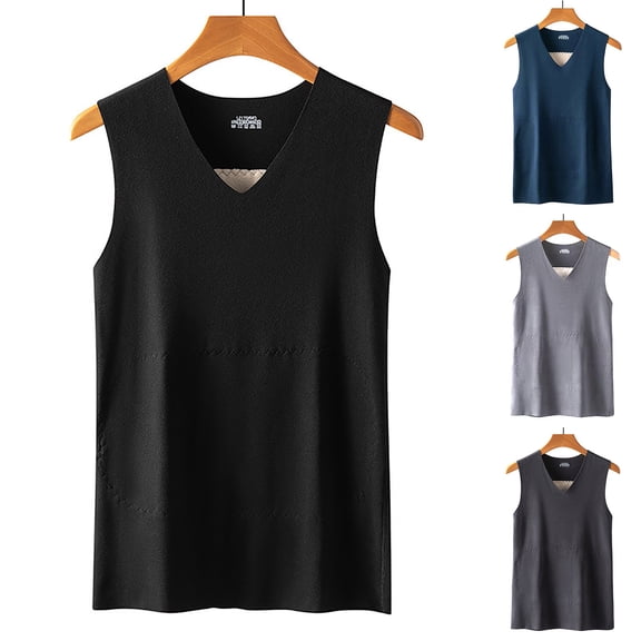 Antinious Men Winter Patch Seamless Thermal Double Sided Brushed Sleeveless Base Tank Tops
