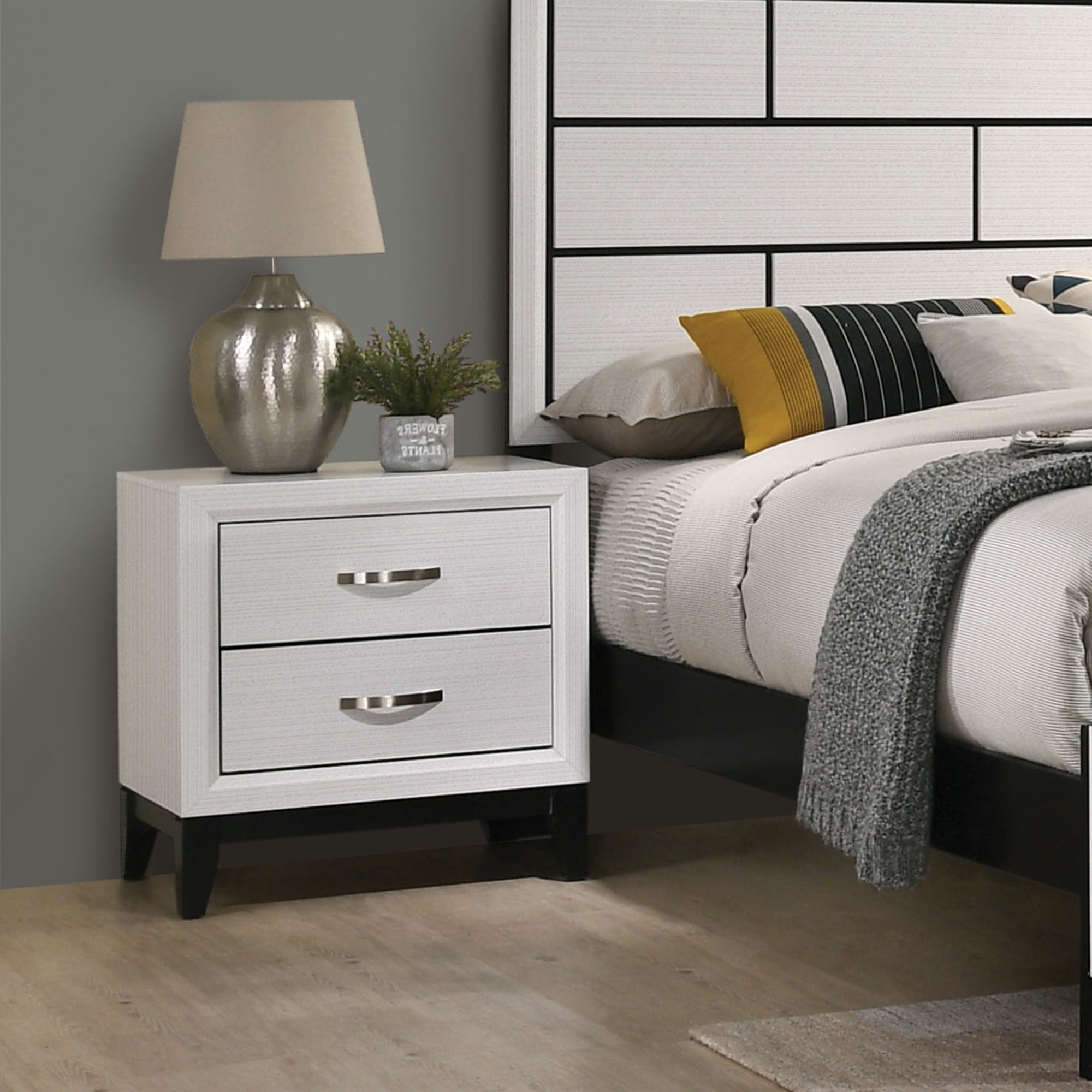Furniture of America Trey Contemporary 2-Drawer Adult Nightstand, White